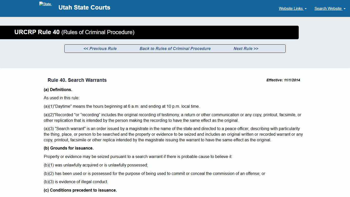 URCRP Rule 40 (Rules of Criminal Procedure) - Utah Courts